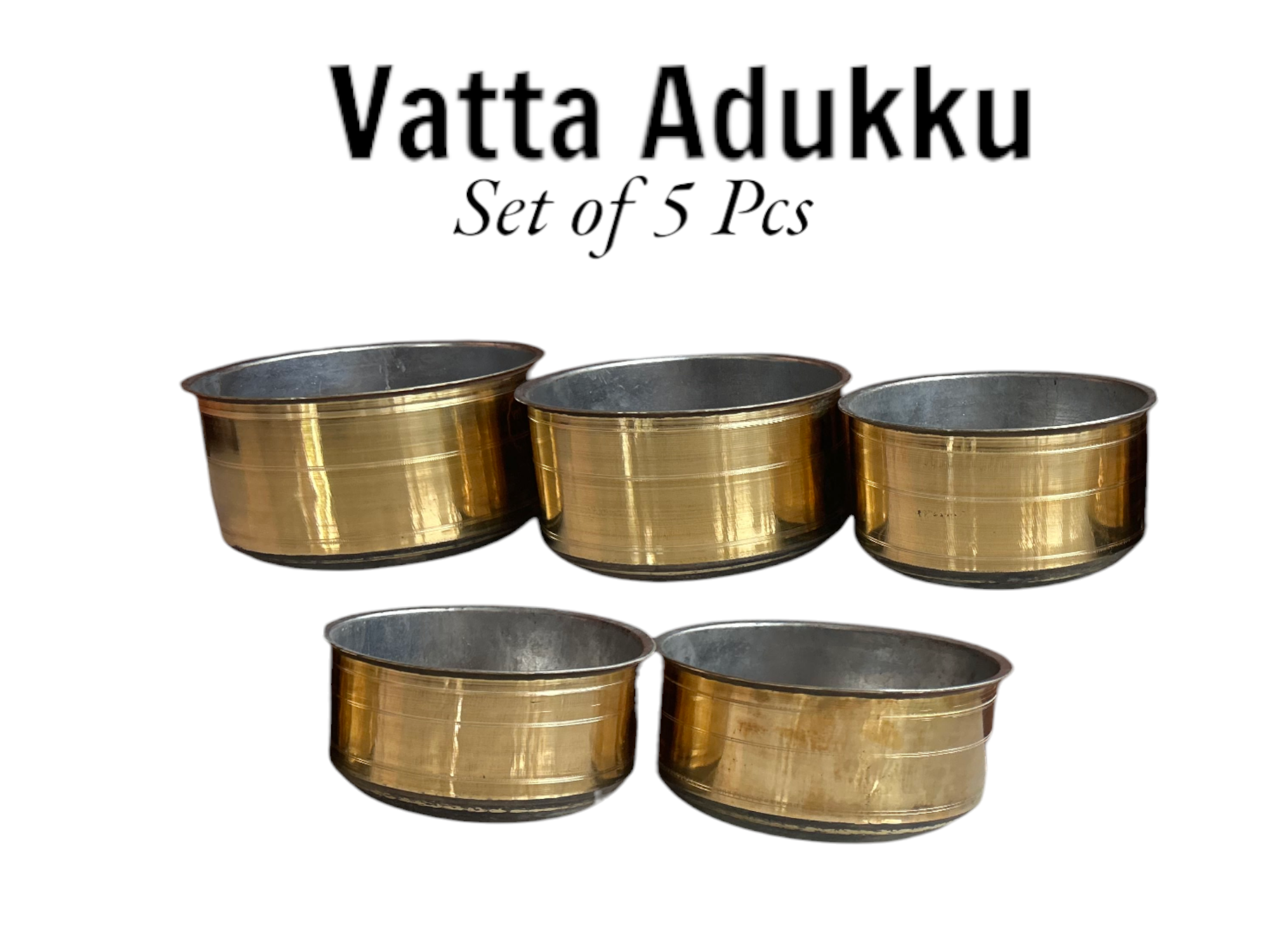 Brass Cooking Pot Set of 5 Pcs (Vatta Adukku)